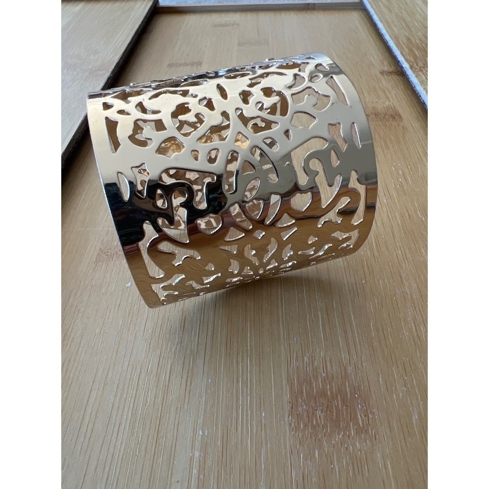Gold Tone Laser Cut Cuff Bracelet